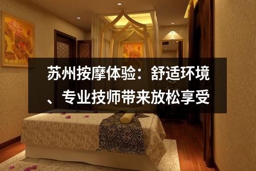 苏州按摩体验：舒适环境、专业技师带来放松享受
